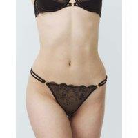 M&S Mia Leopard Embroidery Thong Dark Chocolate