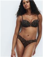 M&S Mia Leopard Embroidery Miami Knickers Dark Chocolate