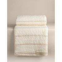 M&S Pure Cotton Yarn Dyed Striped Bedspread White