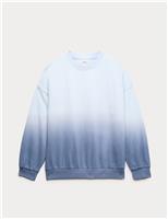 M&S Cotton Rich Ombre Back Graphic Sweatshirt (6-16 Yrs) Powder Blue