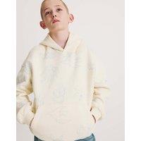 M&S Cotton Rich Patterned Hoodie (6-16 Yrs) White Mix