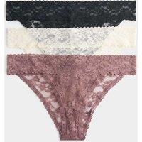 M&S 3 Pack Lace Brazilian Knickers Black Mix