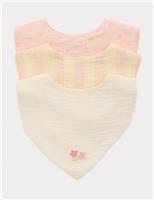 M&S 3 Pack Girls' Pure Cotton Dribble Bibs Gift Set Rose Pink
