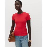 M&S Cotton Rich Ribbed Slim Fit T-Shirt Bright Red
