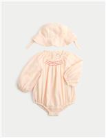 Pure Cotton Candy Stripe Woven Paddler with Hat (0-24 Mths)