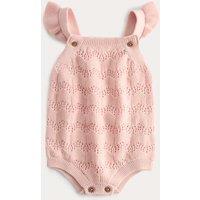 M&S Pure Cotton Frill Knitted Romper (7lbs-18 Mths) Rose Pink