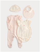 M&S 4 Piece Pure Cotton Starter Set (7lbs-18 Mths) Rose Pink