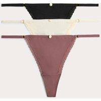 M&S 3 Pack Microfibre G String Thongs Black Mix