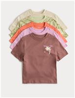 5 Pack Pure Cotton Palm Tree Print T-Shirts (2-8 Yrs)