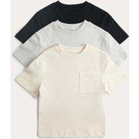 M&S 3 Pack Pure Cotton T-Shirts (2-8 Yrs) Cream Mix