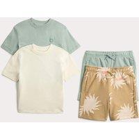 M&S 2 Pack Cotton Rich Top & Bottom Outifts (2-8 Yrs) Neutral