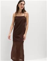 Strappy Midi Drop Waist Column Dress