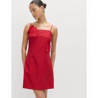 M&S Floral Appliqu Mini Shift Dress Red