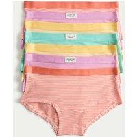 M&S 7 Pack Cotton Rich Striped Shorts (5-16 Yrs) Coral Mix