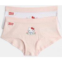 M&S 2 Pack Cotton Rich Hello Kitty Shorts (5-16 Yrs) Pink/White