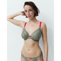 M&S Ida Lace Wired Plunge Bra F-H Washed Green