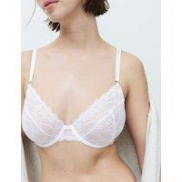 M&S Ida Lace Wired Plunge Bra F-H White