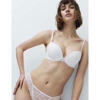M&S Ida Lace Wired Push-Up Plunge Bra A-E White