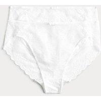 M&S 2 Pack Ida Lace High Waisted High Leg Knickers White