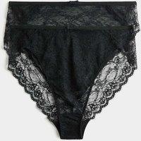 M&S 2 Pack Ida Lace High Waisted High Leg Knickers Black