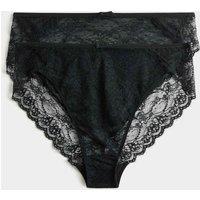 M&S 2 Pack Ida Lace High Waisted High Leg Knickers Black
