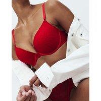M&S Ida Lace Wired Push-Up Plunge Bra (A-E) Red