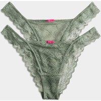 M&S 2 Pack Ida Lace Miami Knickers Washed Green