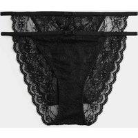 M&S 2 Pack Ida Lace Tanga Bikini Kickers Black