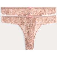 M&S 2 Pack Ida Lace Thongs Rose Quartz