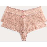 M&S 2 Pack Ida Lace High Rise Knicker Shorts Rose Quartz