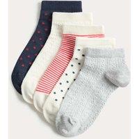 M&S 5 Pack Cotton Rich Striped Trainer Liners Navy/Red