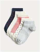 M&S 5 Pack Cotton Rich Striped Trainer Liners Navy/Red