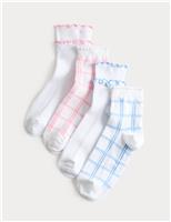 4 Pack Check Frill Socks (6 Small-7 Large)