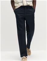 Loose Fit Linen Blend Elasticated Waist Trousers