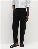 Loose Fit Linen Blend Elasticated Waist Trousers
