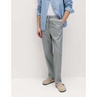 M&S Loose Fit Linen Blend Elasticated Waist Trousers Chrome