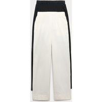 M&S 2 Pack Pure Cotton Poplin Straight Leg Trousers Ecru