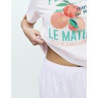 M&S Pure Cotton Pyjama Set With Woven Bottoms Pink