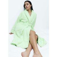 M&S Pure Cotton Towelling Dressing Gown Pistachio