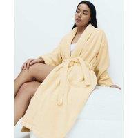 M&S Pure Cotton Towelling Dressing Gown Dark Cream