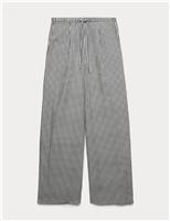 M&S Modal Blend Gingham Wide Leg Trousers Black Mix