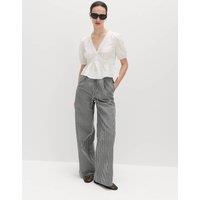 M&S Modal Blend Gingham Wide Leg Trousers Black Mix