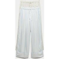 M&S 2 Pack Twill Wide Leg Pyjama Bottoms Blue Mix