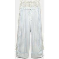 M&S 2 Pack Twill Wide Leg Pyjama Bottoms Blue Mix