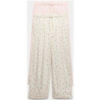M&S 2 Pack Twill Wide Leg Pyjama Bottoms Pink Mix