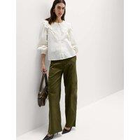 M&S Lyocell Rich Cargo Wide Leg Trousers Khaki