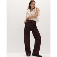 M&S Lyocell Rich Cargo Wide Leg Trousers Chocolate