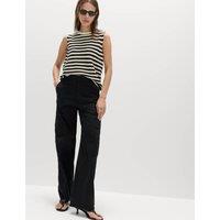 M&S Lyocell Rich Cargo Wide Leg Trousers Black