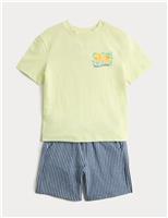 2pc Pure Cotton T-Shirt And Shorts Outfit (2-8 Yrs)