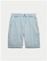 M&S Denim Striped Carpenter Shorts (6-16 Yrs) Denim